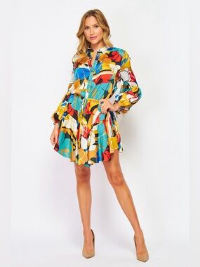 Vibrant Multicolor Floral Mini Dress